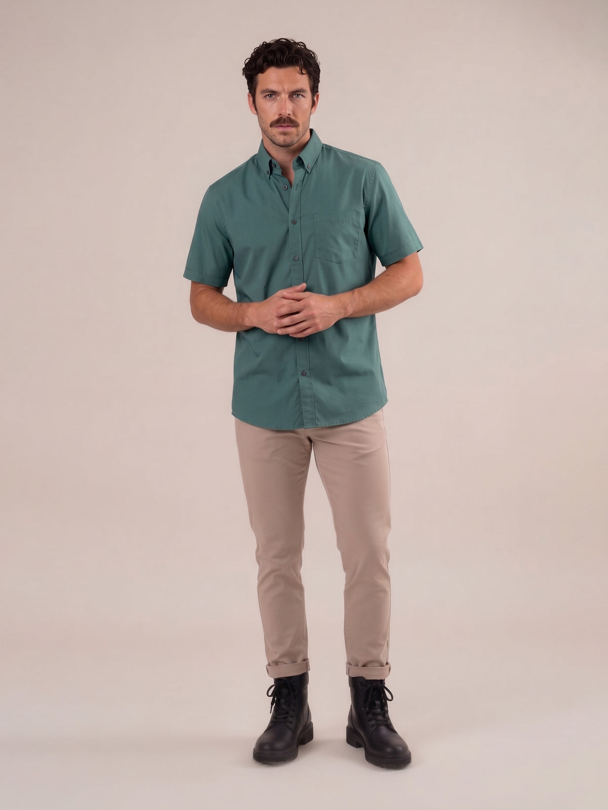 Camisa manga corta verde medio