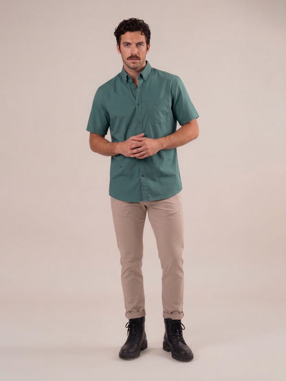 Camisa manga corta verde medio