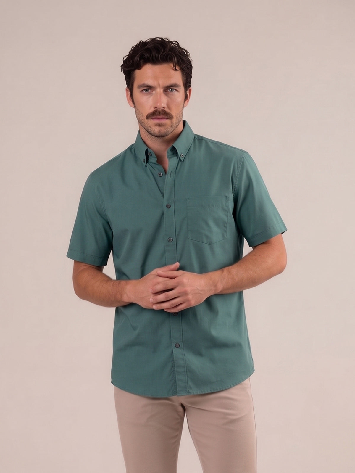 Camisa manga corta verde medio