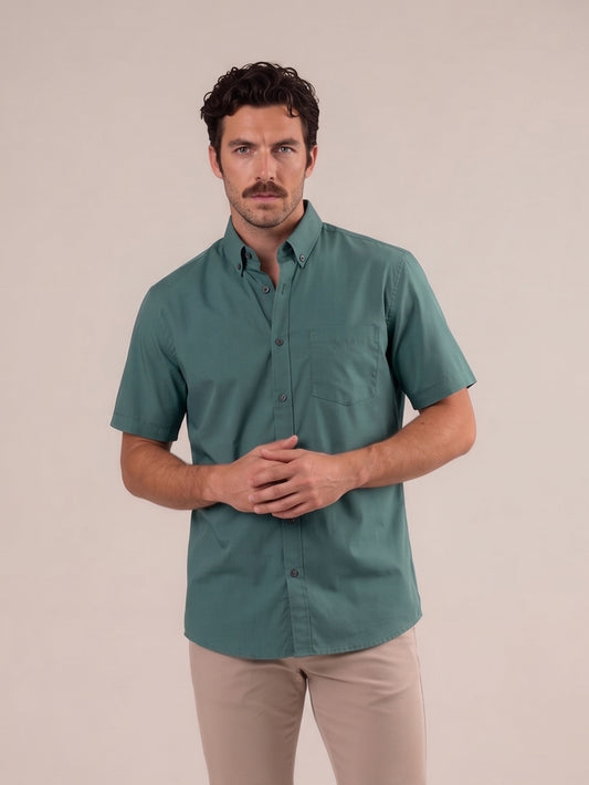 Camisa manga corta verde medio