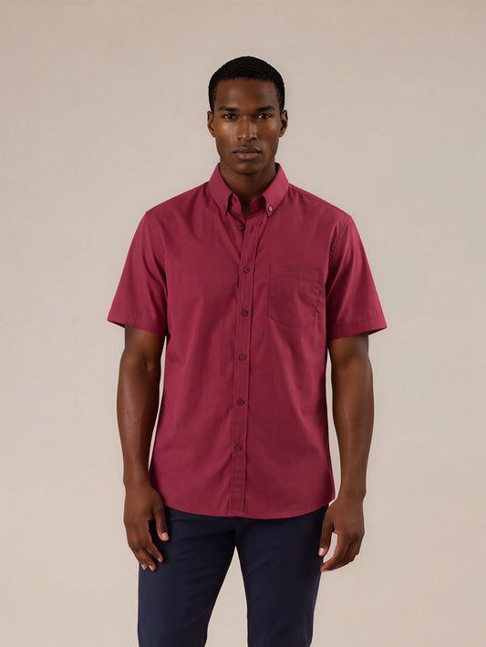 Camisa manga corta vinotinto