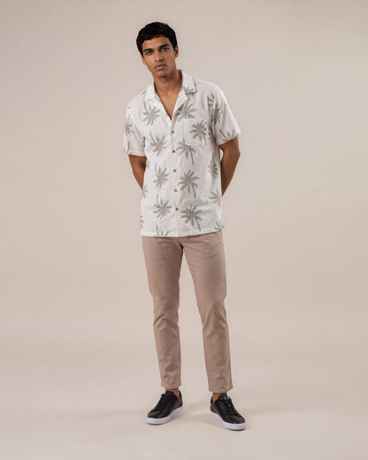 Camisa manga corta blanco estampada