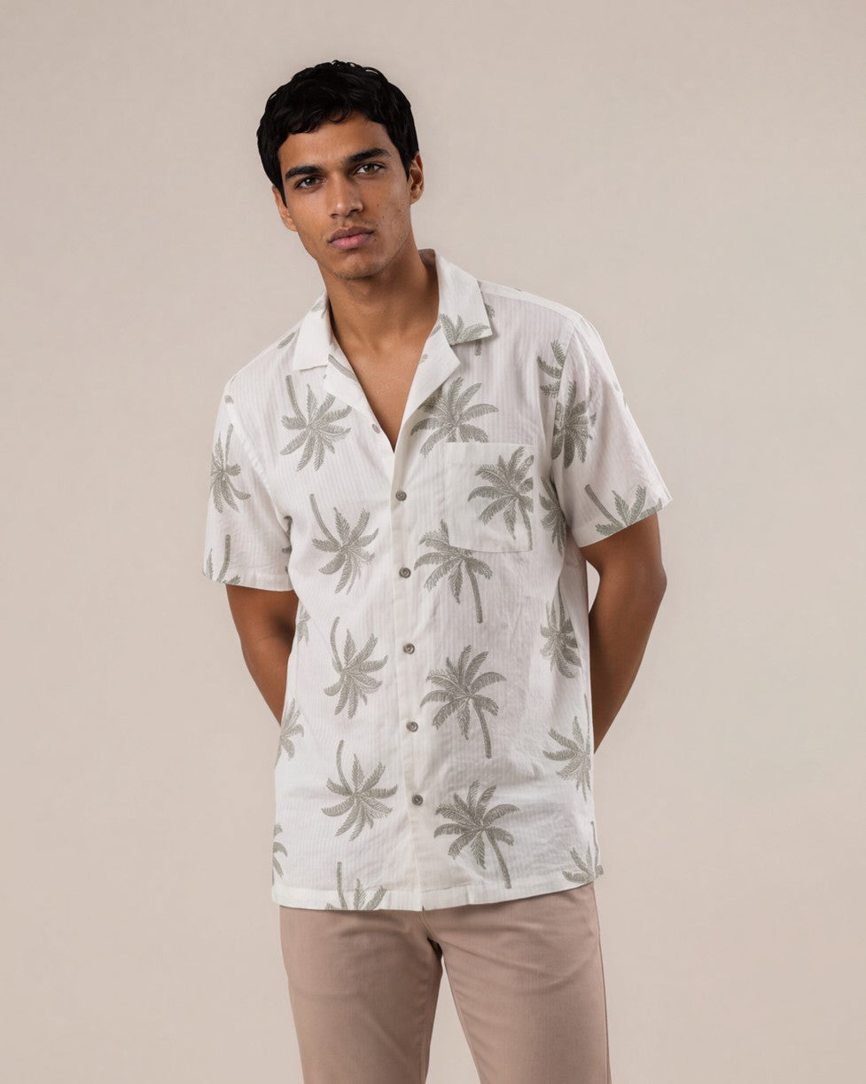 Camisa manga corta blanco estampada