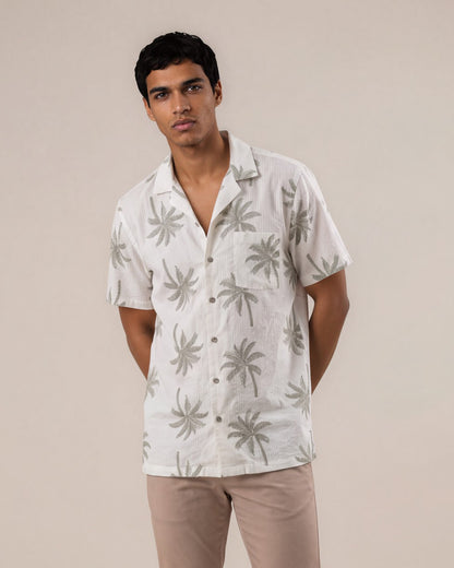 Camisa manga corta blanco estampada