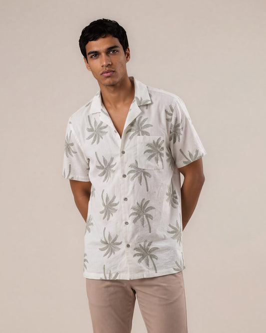 Camisa manga corta blanco estampada