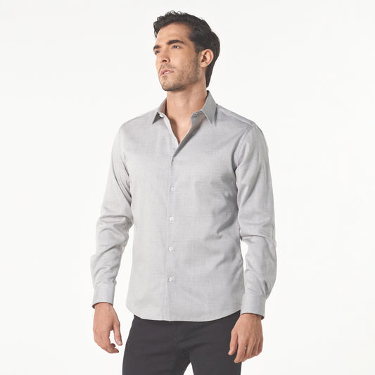 Camisa manga larga fondo entero color gris claro