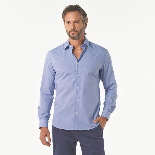 Camisa manga larga a cuadros color azul oscuro