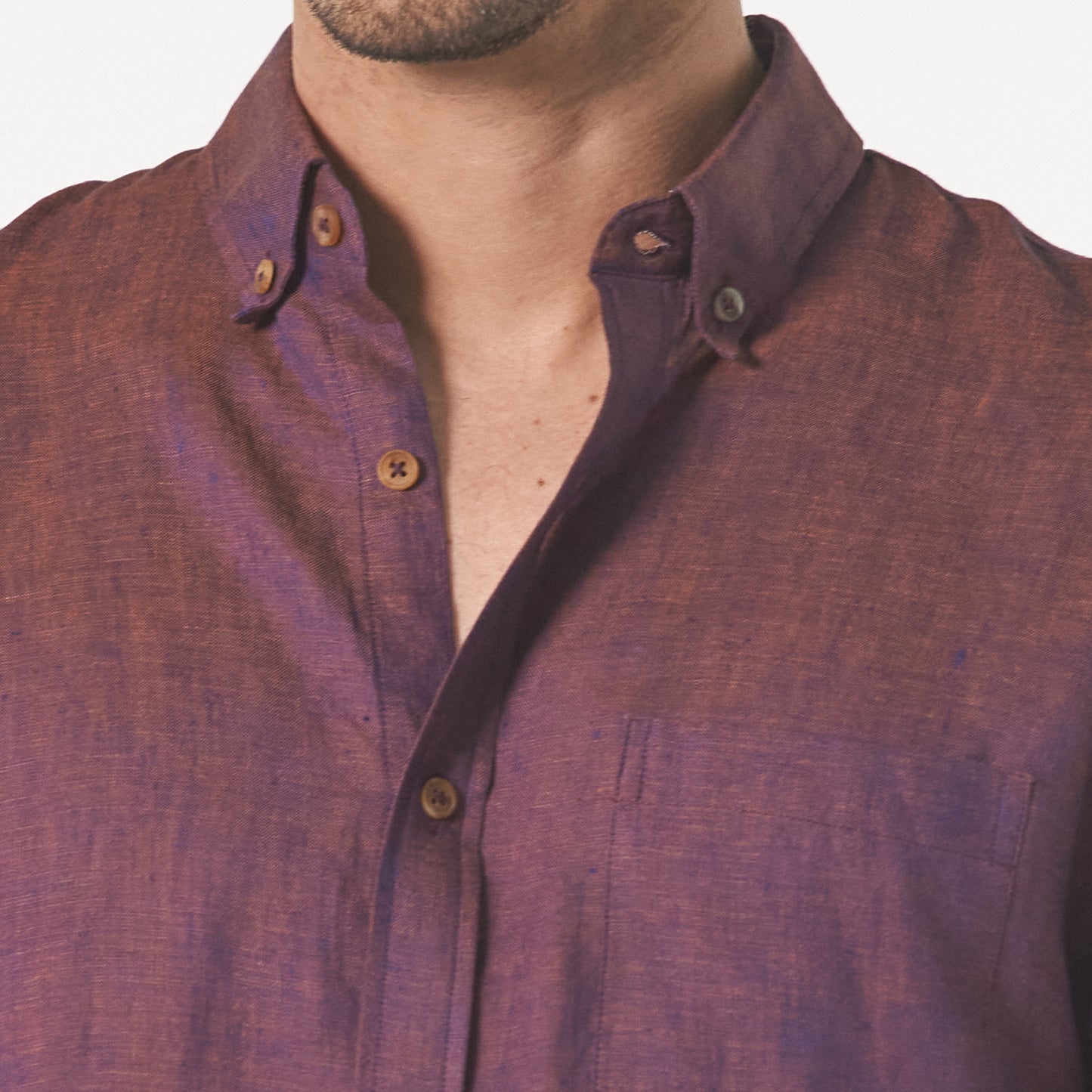 Camisa manga larga 100% lino color morado
