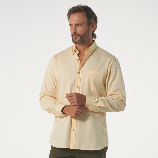Camisa manga larga fondo entero color amarillo claro
