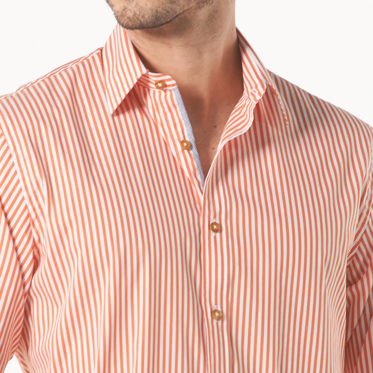 Camisa manga larga a rayas color naranja