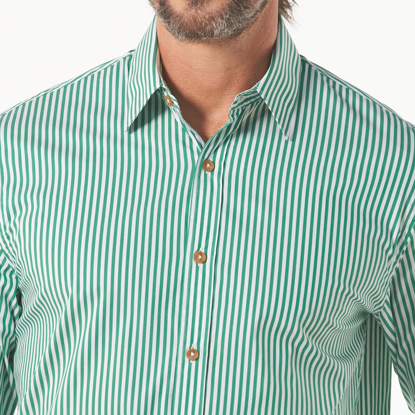 Camisa manga larga a rayas color verde medio
