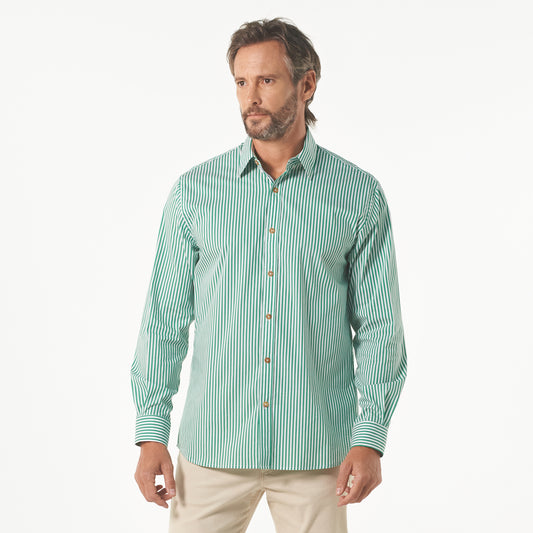 Camisa manga larga a rayas color verde medio