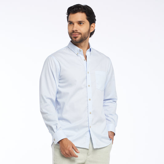 Camisa a rayas regular fit color azul claro