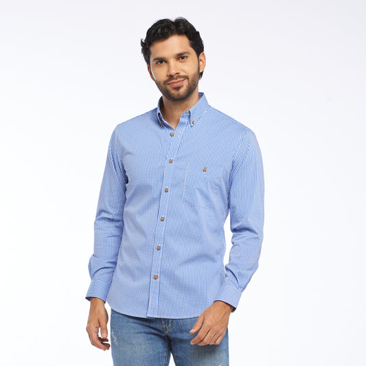 Camisa slim fit a cuadros color azul rey