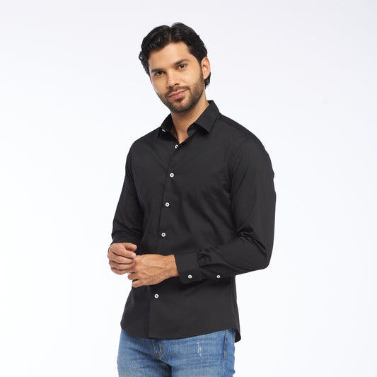 Camisa slim fit 2 tiempos color negro