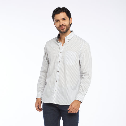 Camisa regular fit a rayas color gris medio