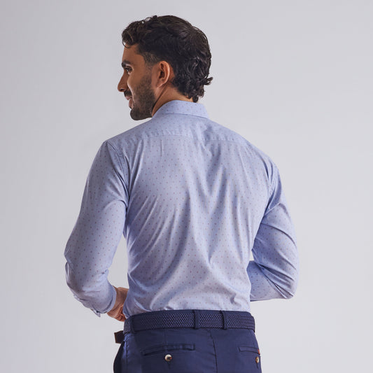 Camisa slim fit miniprints color azul medio