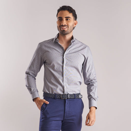 Camisa slim fit miniprints color negro