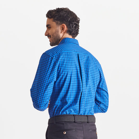 Camisa regular fit a cuadros azul oscuro