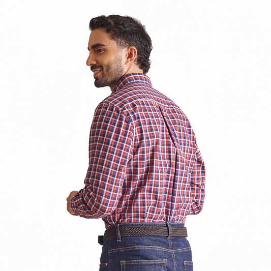 Camisa regular fit a cuadros color rojo