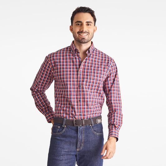 Camisa regular fit a cuadros color rojo