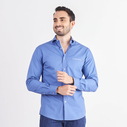 Camisa slim fit color azul