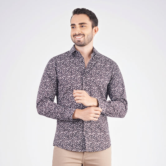 Camisa slim fit fondo entero color negro