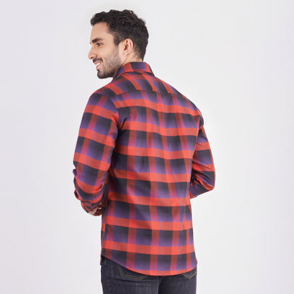 Camisa regular fit a cuadros color rojo