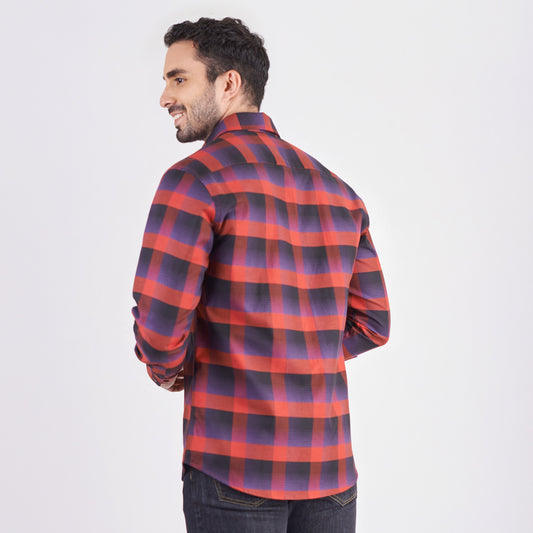 Camisa regular fit a cuadros color rojo