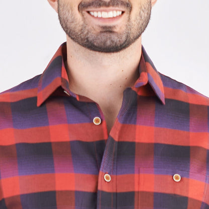 Camisa regular fit a cuadros color rojo
