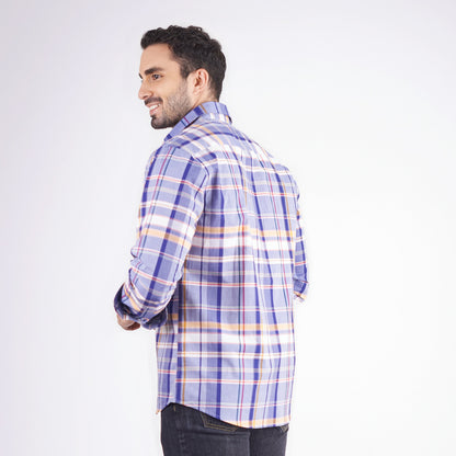 Camisa regular fit a cuadros color azul oscuro