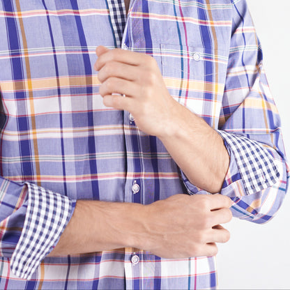 Camisa regular fit a cuadros color azul oscuro