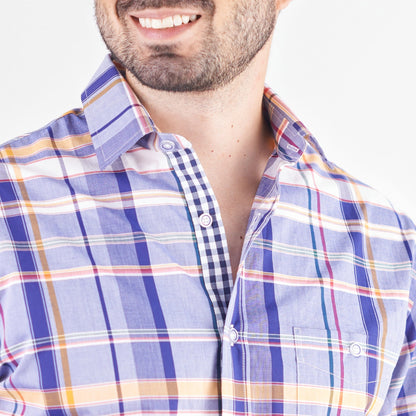 Camisa regular fit a cuadros color azul oscuro