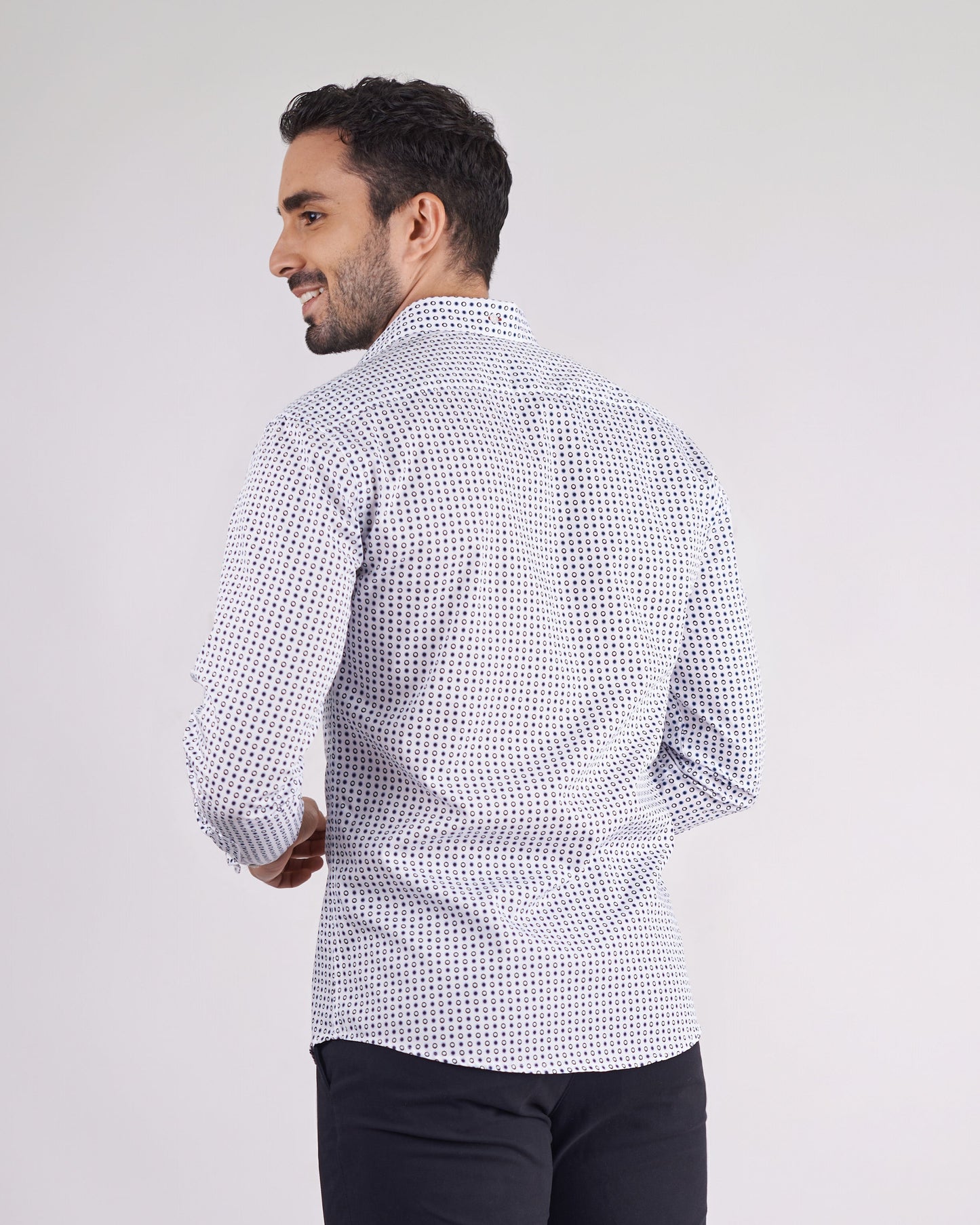 Camisa manga larga slim fit con miniprints