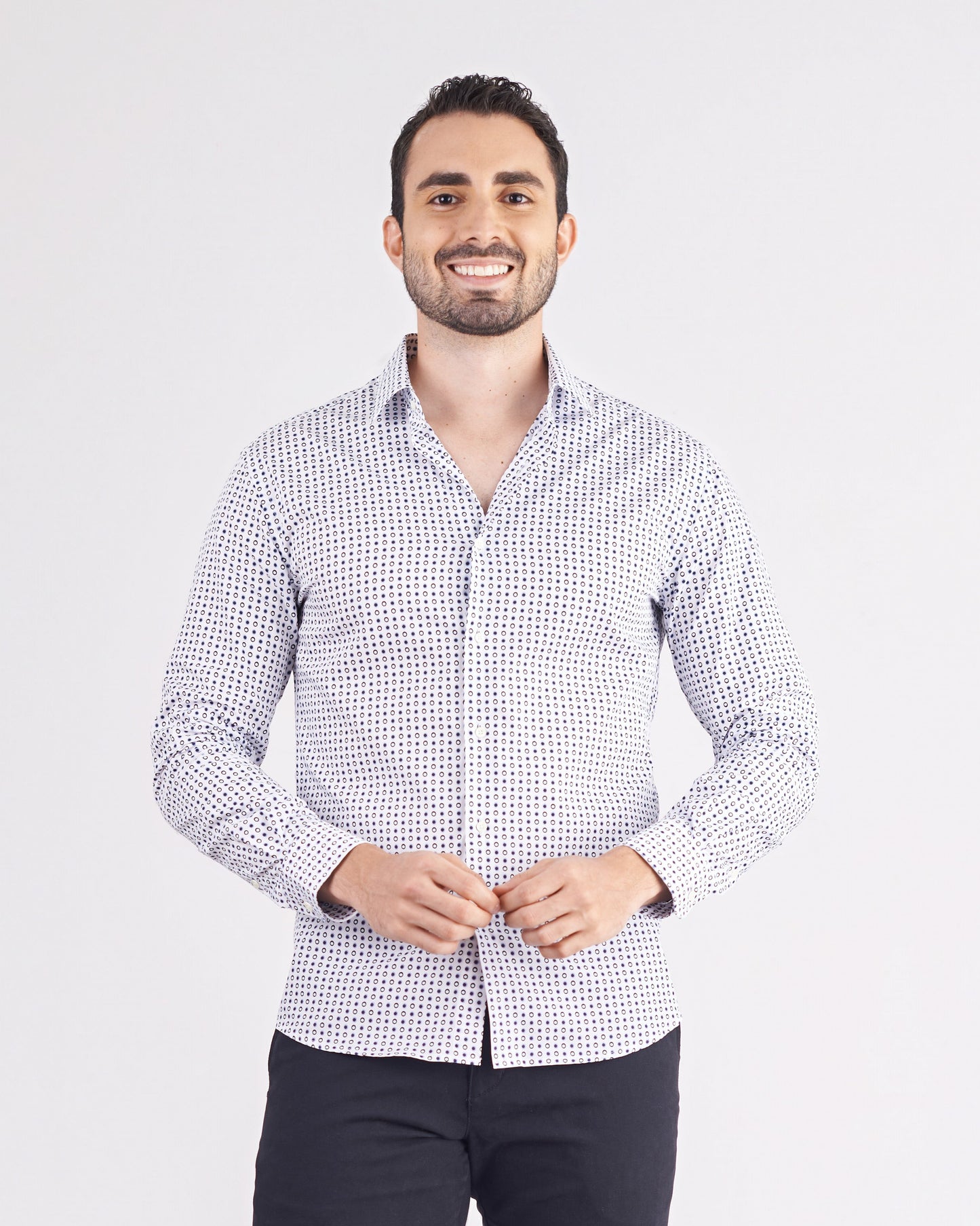 Camisa manga larga slim fit con miniprints