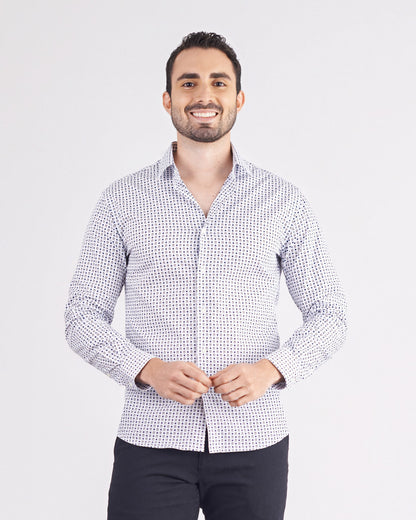 Camisa manga larga slim fit con miniprints