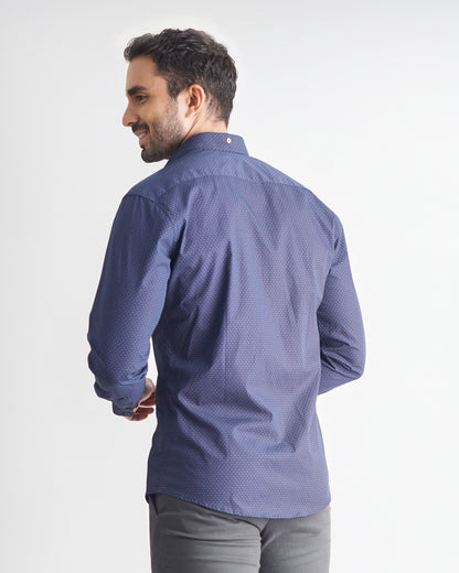 Camisa slim fit color navy con miniprints