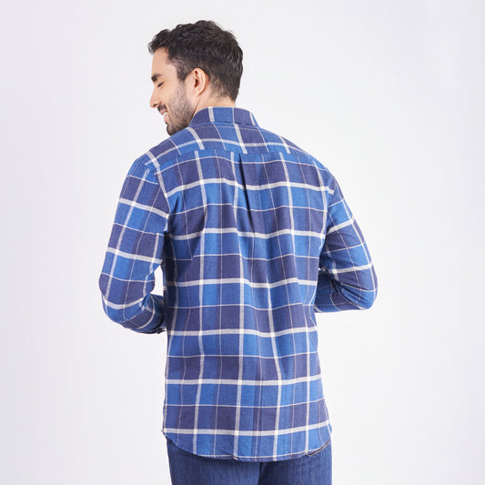 Camisa manga larga a cuadros color azul oscuro