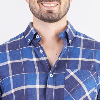 Camisa manga larga a cuadros color azul oscuro