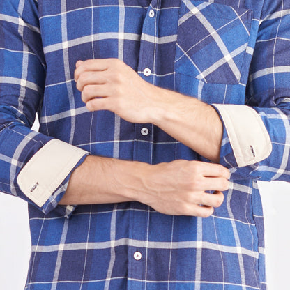 Camisa manga larga a cuadros color azul oscuro