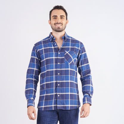 Camisa manga larga a cuadros color azul oscuro