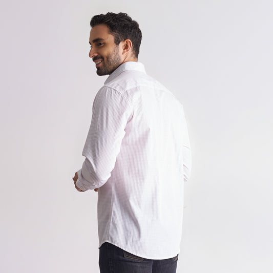 Camisa regular fit a cuadros color blanco