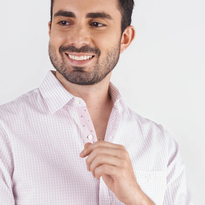 Camisa regular fit a cuadros color blanco