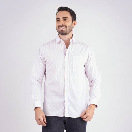 Camisa regular fit a cuadros color blanco