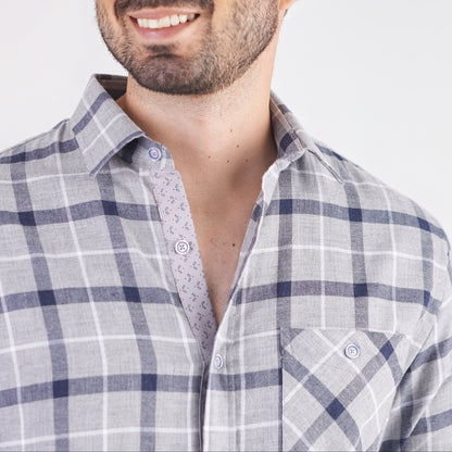 Camisa regular fit a cuadros color gris