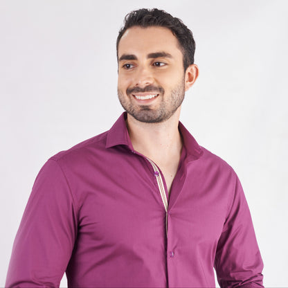 Camisa slim fit color morado