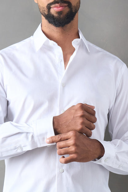 Camisa manga larga slim fit blanco