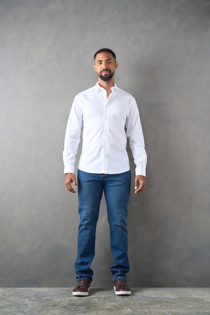 Camisa manga larga slim fit blanco