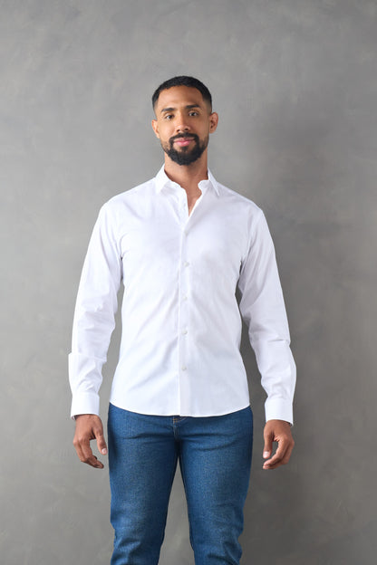 Camisa manga larga slim fit blanco
