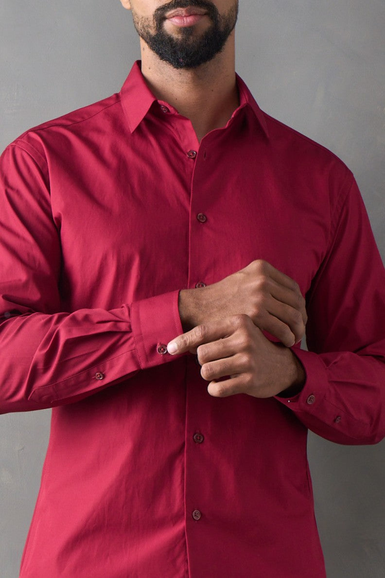 Camisa manga larga vinotinto